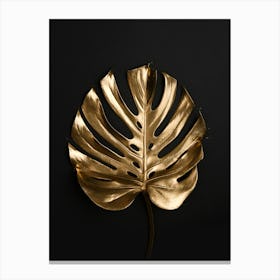 Gold Monstera Leaf Canvas Print