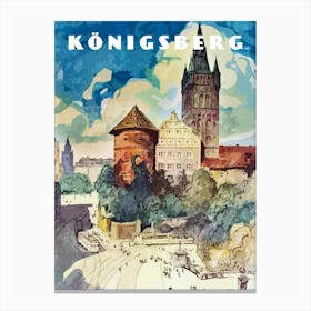 Konigsberg, Prussia, Germany — Retro travel minimalist art poster 1 Canvas Print