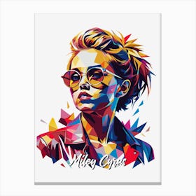 Myley Cyrus 04 Portrait Music Icon Style WPAP Pop Art Canvas Print