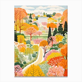 Versailles Gardens, France In Autumn Fall Illustration 1 Canvas Print