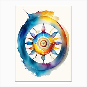 Dharma Wheel, Symbol, Third Eye Watercolour 5 Canvas Print