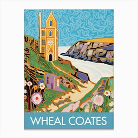 Wheal Coates England Travel Print Painting Cute Canvas Print