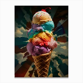 Rainbow Ice Cream Cone Canvas Print