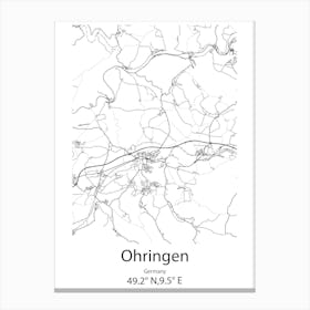 Ohringen,Germany Minimalist Map Canvas Print