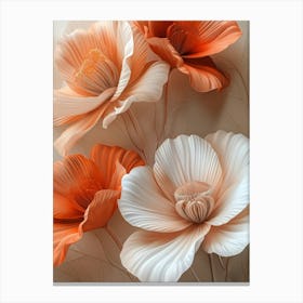 Three Orange And White Flowers Canvas Print