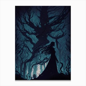 Wanderer in the dark forest Canvas Print