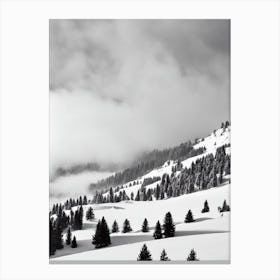 Solda, Italy Black And White Skiing Poster Canvas Print