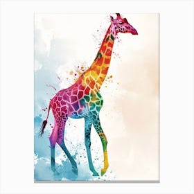 Giraffe Colourful Watercolour 3 Canvas Print