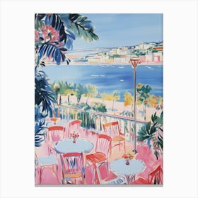 Marina Di Ragusa, Sicily   Italy Beach Club Lido Watercolour 3 Canvas Print