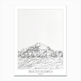 Mount Olympus Greece Line Drawing 4 Poster Canvas Print