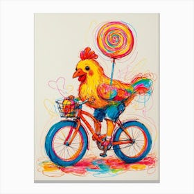 Chicken On A Bike Canvas Print