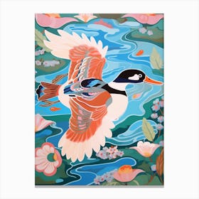 Maximalist Bird Painting Bufflehead 4 Canvas Print