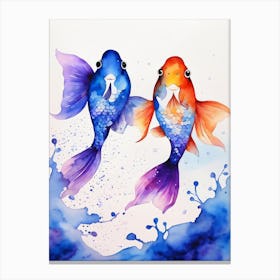 Twin Goldfish Watercolor Painting (34) Canvas Print