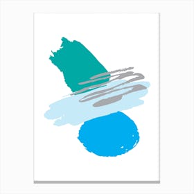 Teal and Blue Abstract Paint Shapes Canvas Print
