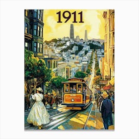 Aihrgdesign A Retro Travel Poster Of San Franciscos First Ele F16a474c 277f 4003 B467 646c95d27fbe 2 Canvas Print