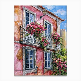 Balcony View Painting In Lisbon 4 Canvas Print