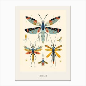 Colourful Insect Illustration Cricket 6 Poster Canvas Print