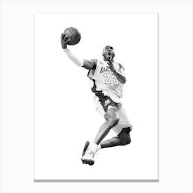 Kobe Bryan Black and White Line Illustration Canvas Print