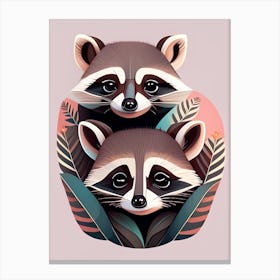 Raccoons Patterned Canvas Print