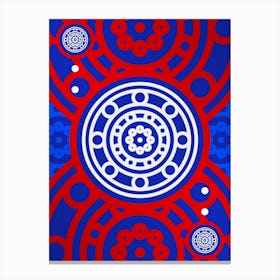 Geometric Glyph Abstract in White on Red and Blue Array n.0050 Canvas Print