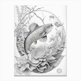 Tancho Showa 1, Koi Fish Haeckel Style Illustastration Canvas Print