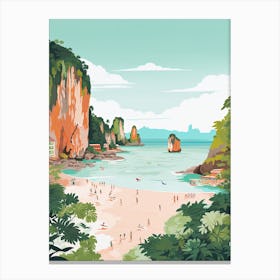 Railay Beach, Krabi, Thailand, Matisse And Rousseau Style 2 Canvas Print