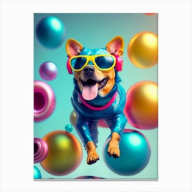 Dog With Headphones 9 Canvas Print