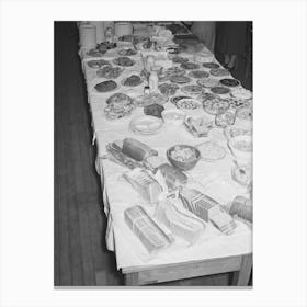 Table Loaded With Food, Jaycee Buffet Supper,Eufaula, Oklahoma, See General Caption Number 25 By Russell Lee Canvas Print