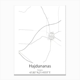 Hajdunanas,Hungary Minimalist Map Canvas Print