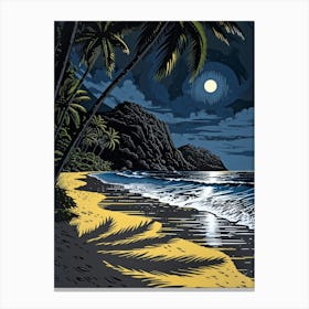 Hawaiian Beach At Night Canvas Print