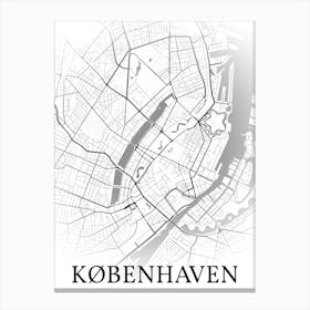 København, Danmark, City Map, Black And White Fade Design Leinwandbild