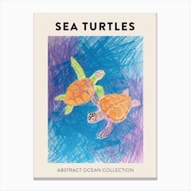 Rainbow Abstract Crayon Sea Turtles Poster 1 Canvas Print
