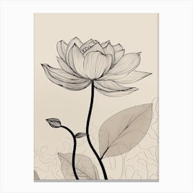 Line Art Lotus Flowers Illustration Neutral 15 Canvas Print
