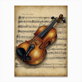 Violin On Music Sheet Canvas Print