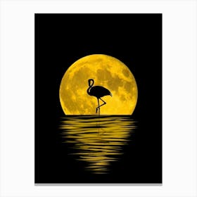 Flamingo At The Moon Canvas Print