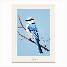 Minimalist Blue Jay 3 Bird Poster Canvas Print