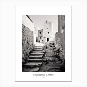 Poster Of Polignano A Mare, Italy, Black And White Photo 4 Canvas Print