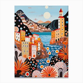 Portovenere, Italy, Illustration In The Style Of Pop Art 3 Canvas Print