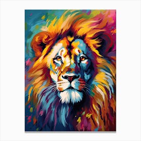 Lion Art Painting Colour Field Style 1 Canvas Print