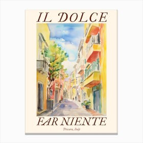 Il Dolce Far Niente Pescara, Italy Watercolour Streets 3 Poster Canvas Print