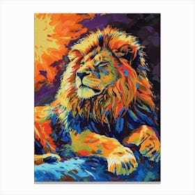 Asiatic Lion Resting In The Sun Fauvist Painting 1 Canvas Print