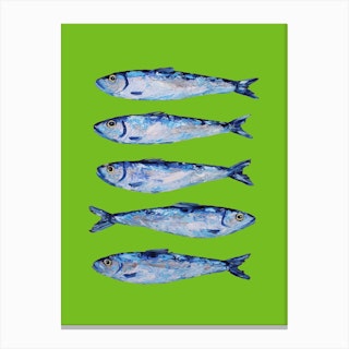 Sardines On Green Canvas Print