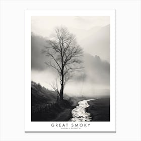 Poster Of Great Smoky, Black And White Analogue Photograph 1 Canvas Print
