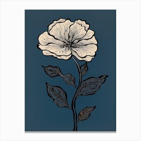 Line Art Marigold Flowers Illustration Neutral 14 Canvas Print
