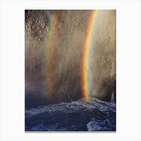 Double Rainbow At Waterfall Canvas Print
