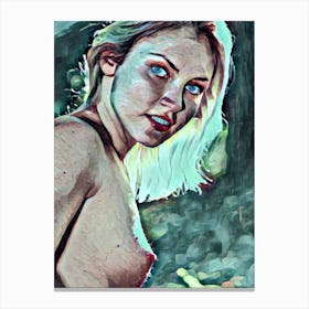 Nude Woman With Blue Eyes Canvas Print