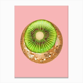 Disco Ball Kiwi Pink Art Disco Poster Trendy Aesthetic Art Food Kitchen Canvas Print