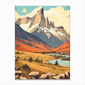 Patagonia 1 Vintage Travel Illustration Canvas Print