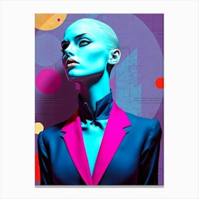 Blue Woman In A Suit Canvas Print