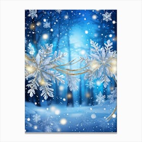 Festive Winter Banner Snowflakes Glowing With Soft Ethereal Light Clusters Of Fir Needles Sprinkl Canvas Print